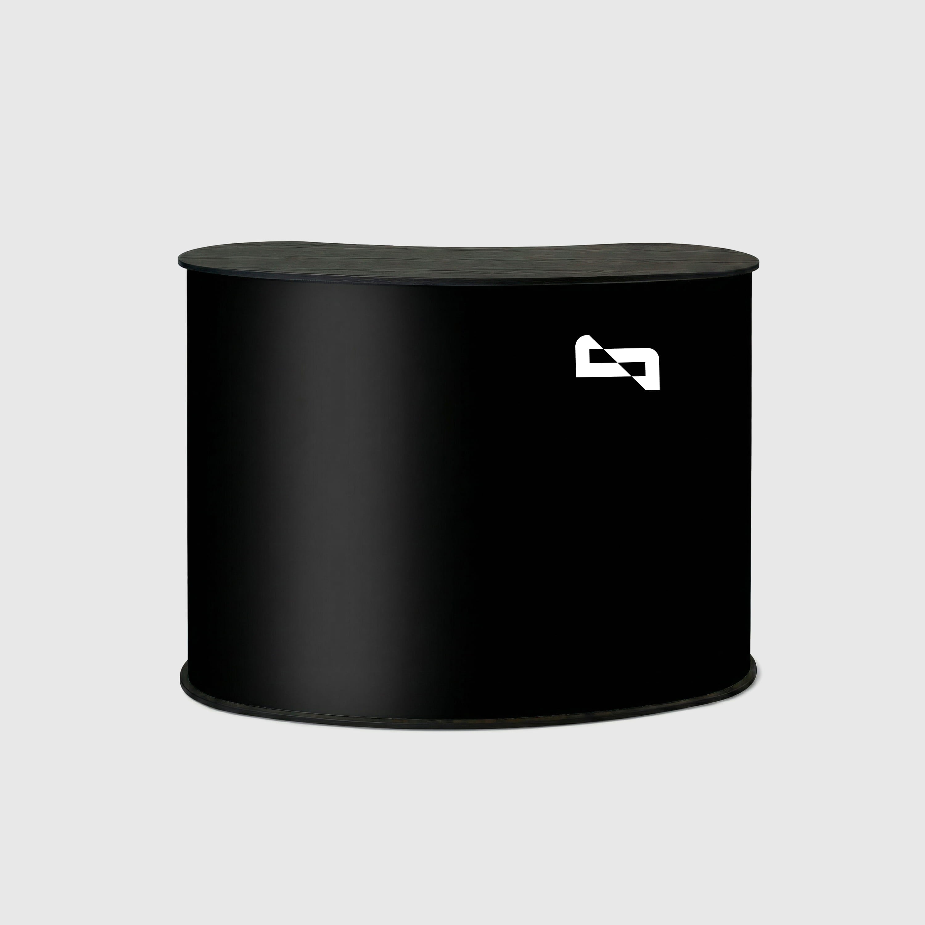 Messetheke schwarz mit individuellem Druck