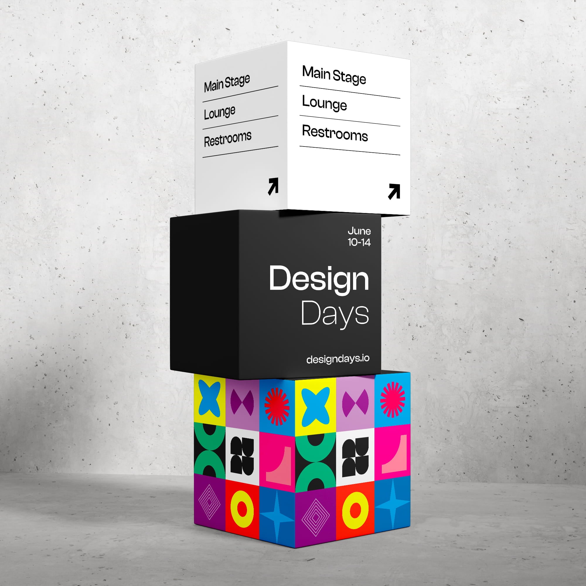 Bedruckter Sitzwürfel als Wegweiser