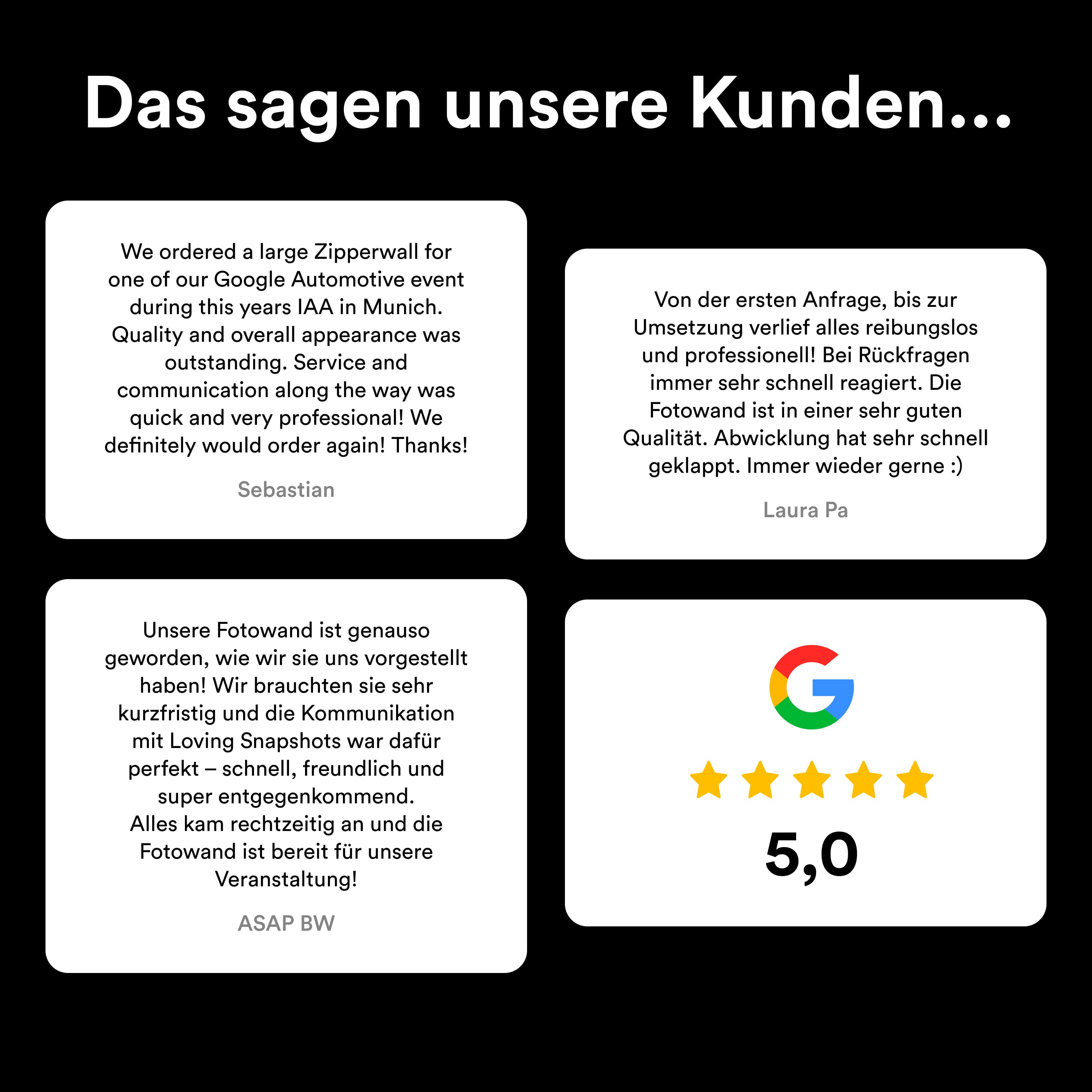 Google Bewertungen von Loving Snapshots