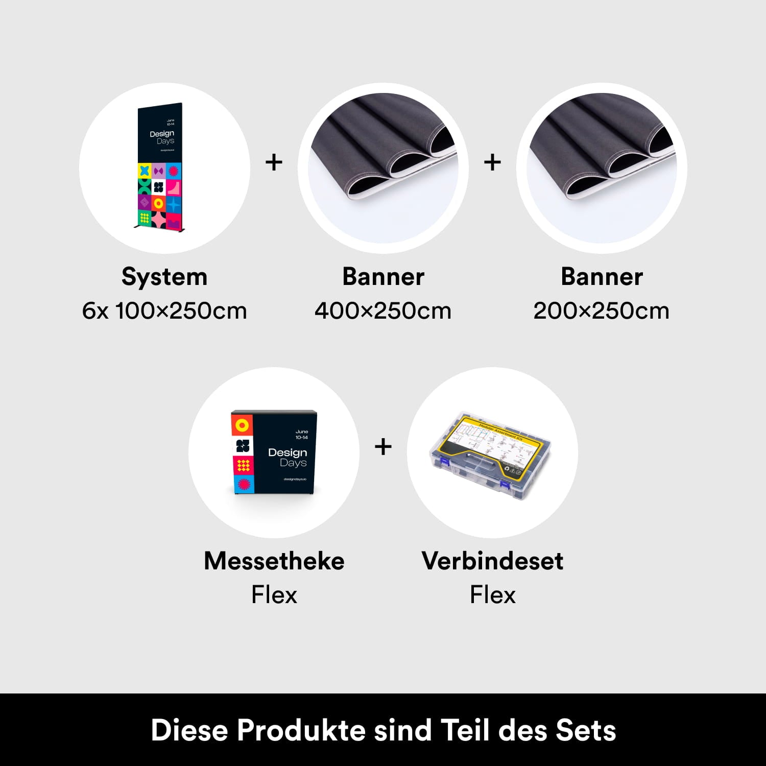 Messestand Komplettset Flex 4x2m mit Messetheke